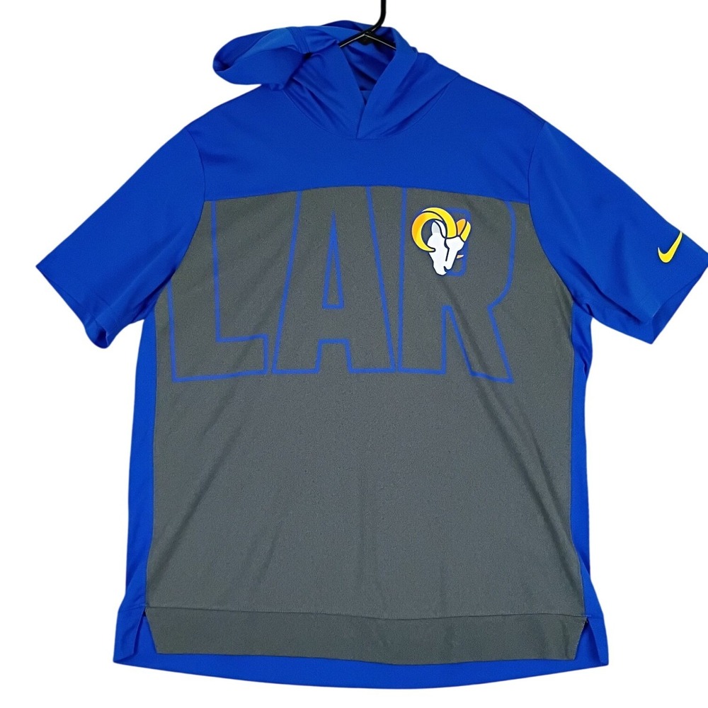 Nike Los Angeles Rams NFL Hoodie Mens Large Blue Excellent Dri-FIT Short Sleeve